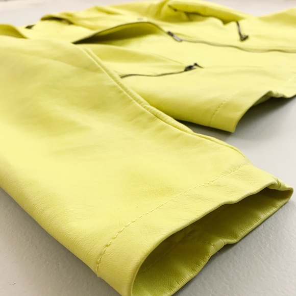ALFANI Graphic Mood Faux Leather Moto Jacket XL Asymmetrical Zip Front Luxe Lime - Picture 3 of 7